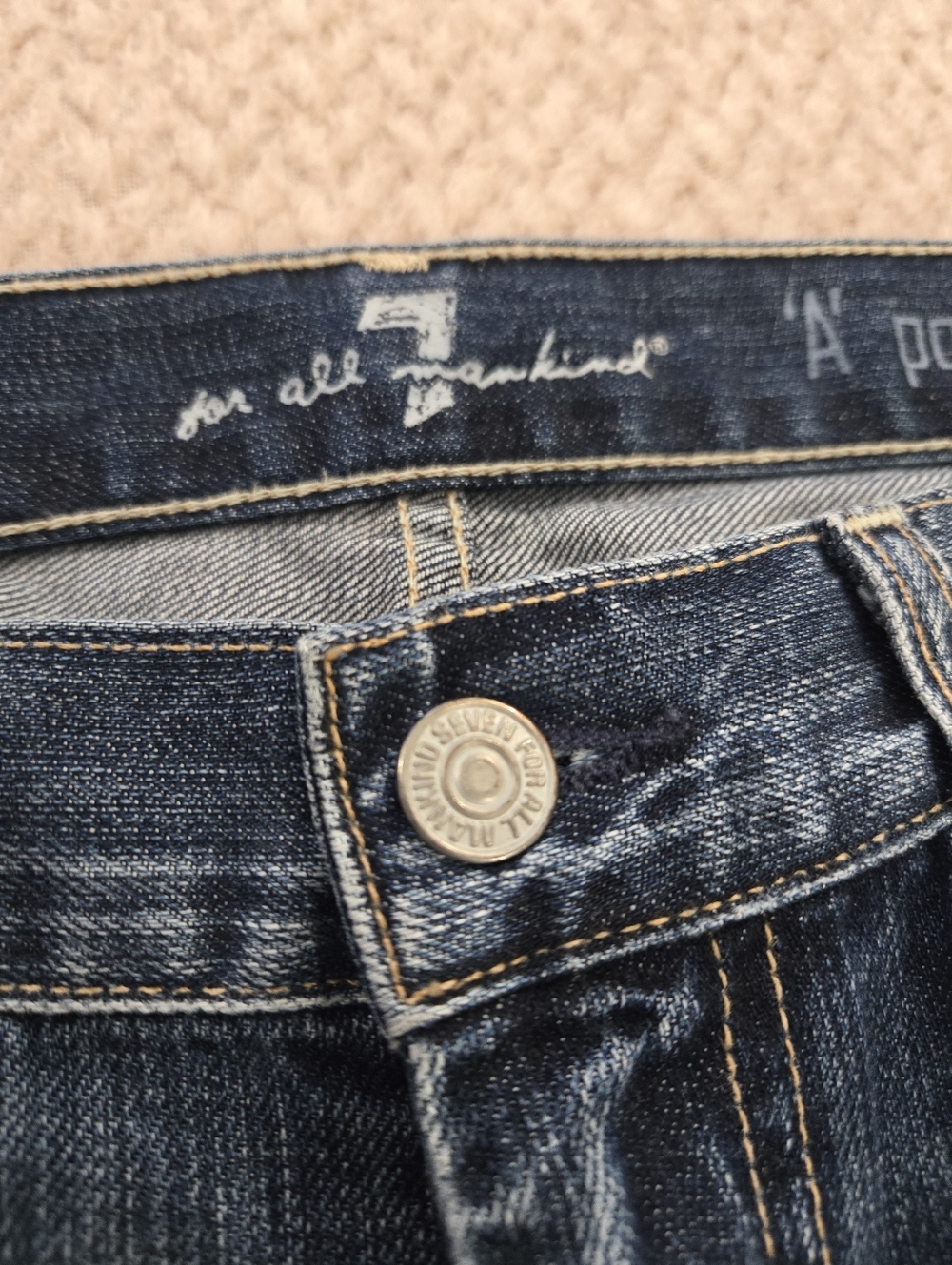 Seven For All Mankind A Pocket Boot Jeans Womens 33 Dark Wash USA - Picture 6 of 13